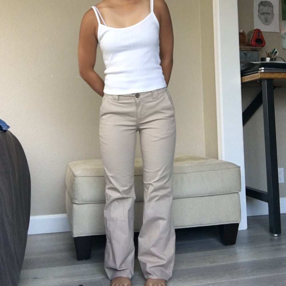 kahki flare pants